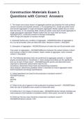 Construction Materials Exam 1 Questions with Correct  Answers