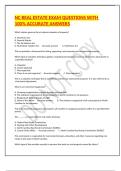 NC REAL ESTATE EXAM QUESTIONS WITH 100&percnt; ACCURATE ANSWERS
