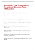 Foundations Final Jersey College Questions and Answers Rated 100&percnt; Correct