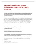 Foundations Midterm Jersey College Questions and Accurate Answers