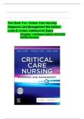 Test Bank For Critical Care Nursing- Diagnosis and Management 9th Edition by Linda D&period; Urden&comma; Kathleen M&period; Stacy Chapter 1-41&vert;Newest edition 2025&vert;Verified Answers