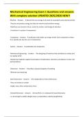 Mechanical Engineering Exam 1 Questions and answers With complete solution UPDATED 2025&sol;2026 NEW&excl;&excl;