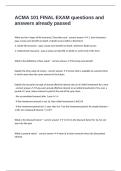 ACMA 101 FINAL EXAM questions and answers already passed