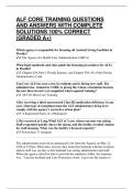 ALF CORE TRAINING QUESTIONS AND ANSWERS WITH COMPLETE SOLUTIONS 100&percnt; CORRECT &lpar;GRADED A&plus;&rpar;