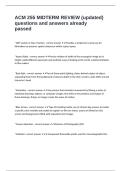 ACM 255 MIDTERM REVIEW &lpar;updated&rpar; questions and answers already passed