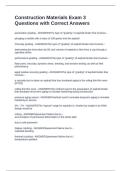 Construction Materials Exam 3 Questions with Correct Answers