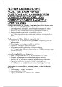 FLORIDA ASSISTED LIVING FACILITIES EXAM REVIEW QUESTIONS AND ANSWERS WITH COMPLETE SOLUTIONS 100&percnt; CORRECT &lpar;GRADED A&plus;&rpar; NEWLY UPDATED 2025