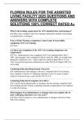 FLORIDA RULES FOR THE ASSISTED LIVING FACILITY 2025 QUESTIONS AND ANSWERS WITH COMPLETE SOLUTIONS 100&percnt; CORRECT RATED A&plus;