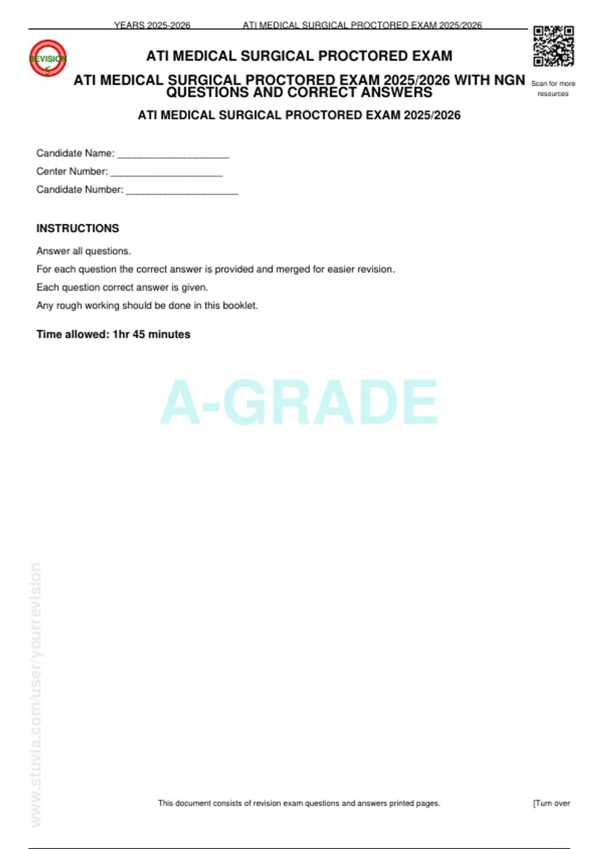 ATI Medical Surgical Proctored Exam 2025/2026 – NGN Practice Questions ...