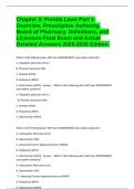 Chapter 3&colon; Florida Laws Part 1- Overview&comma; Prescriptive Authority&comma; Board of Pharmacy&comma; Definitions&comma; and Licensure Final Exam and Actual Detailed Answers 2025-2026 Edition&period;