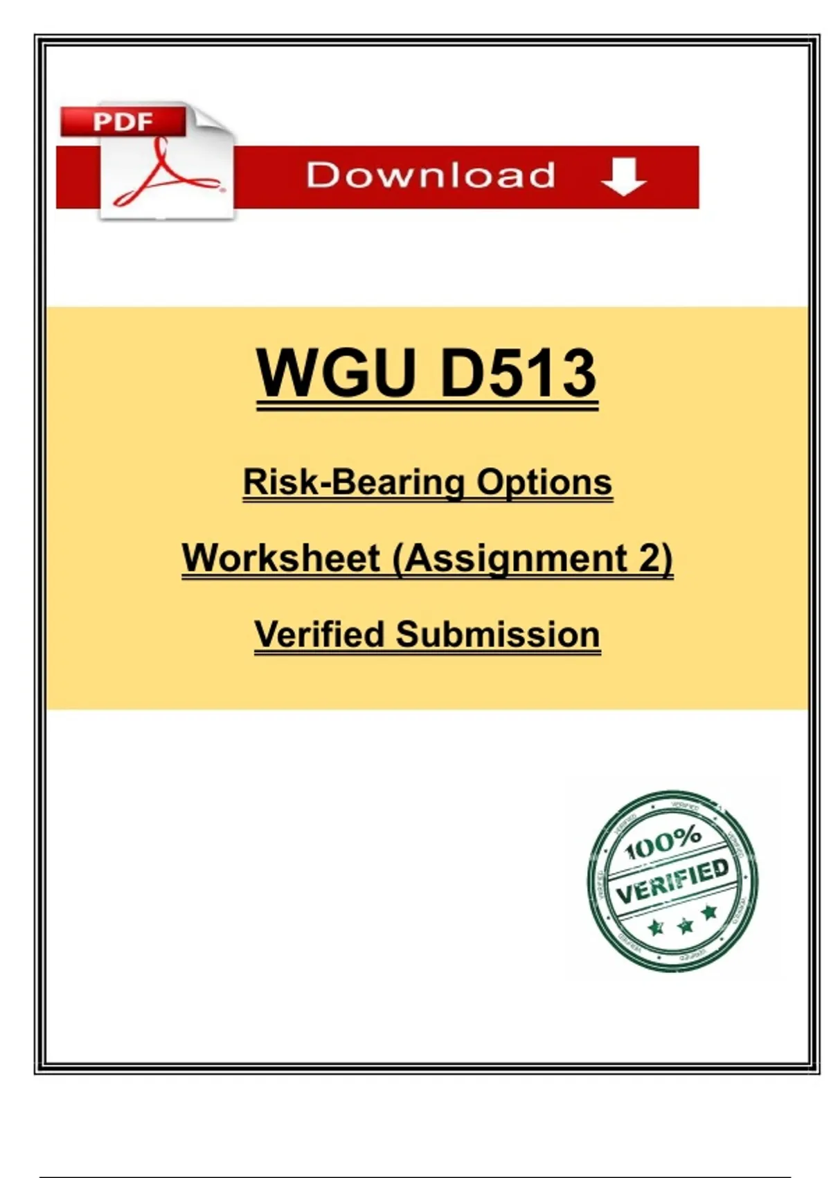 WGU D513 Risk-Bearing Options Worksheet | Assignment 2 | Verified 2025 ...