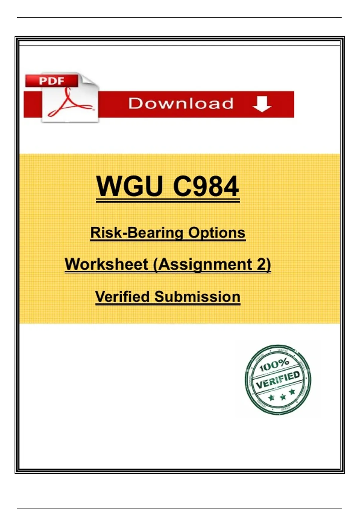 WGU C984 A2 – Risk-Bearing Options Worksheet | Verified 2025 Submission ...