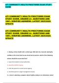 ATI COMMUNITY HEALTH PROCTORED EXAM STUDY  GUIDE  ATI COMMUNITY HEALTH PROCTORED EXAM  STUDY GUIDE&period; GRADED A&plus;&period; QUESTIONS AND  100&percnt; VERIFIED ANSWERS&period; LATEST 2025&sol;2026  UPDATE  ATI COMMUNITY HEALTH PROCTORED EXAM  STUDY GUIDE&period; GRADED A&plus;&period; QUESTIONS AND  100&percnt;