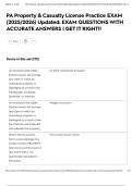 PA Property & Casualty License Practice EXAM &lpar;2025&sol;2026&rpar; Updated&colon; EXAM QUESTIONS WITH ACCURATE ANSWERS &vert; GET IT RIGHT&excl;&excl;