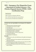 EFD &ndash; Emergency Fire Dispatcher Exam 2026&sol;2027 &vert; Complete Study Guide with 100&plus; Questions & Verified Answers &vert; Fire Priority Dispatch System &lpar;FPDS&rpar; &vert; IAED Certification Prep &vert; Grade A&plus; &vert; Guaranteed Pass