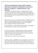 CISI Financial Regulations Exam With Complete Questions and Answers &vert; All Questions and Correct Answers &vert; Graded A&plus; &vert; Verified Answers &vert; Just Released