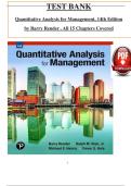 TEST BANK Quantitative Analysis for Management&comma; 14th Edition by Barry Render &comma; All 15 Chapters Covered