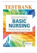 Test Bank Davis Advantage for Basic Nursing&colon; Thinking&comma; Doing&comma; and Caring 3rd Edition Treas&comma; Barnett and Smith &vert;Newest Update &lpar;2024&rpar; All Chapters 1-41 Exam Elaborations Questions and Answer Key Feedback