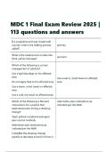 MDC 1 Final Exam Review 2025 &vert; 113 questions and answers