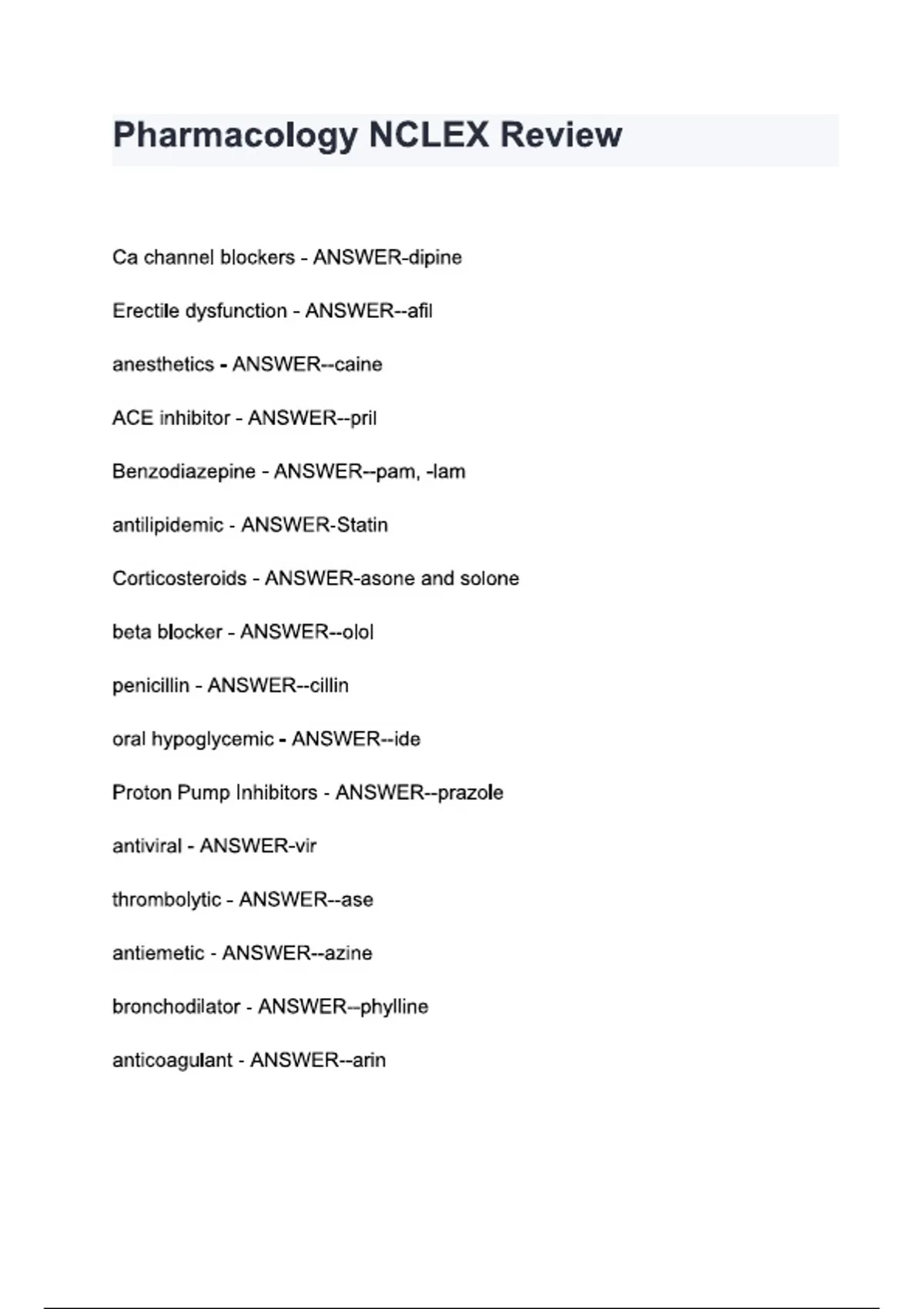 Nclex Notes Rn Review.pdf Pharmacology NCLEX Review Questions and Answers Complete Study Guide ...