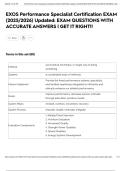 EXOS Performance Specialist Certification EXAM &lpar;2025&sol;2026&rpar; Updated&colon; EXAM QUESTIONS WITH ACCURATE ANSWERS &vert; GET IT RIGHT&excl;&excl;