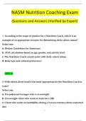 NASM Nutrition Coaching Exam   Questions and Answers &lpar;Verified Answers&rpar; &vert;&vert; 100&percnt; VERIFIED &sol;&sol; A&plus; GRADED 2025&sol;2026