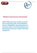 WGU C963 American Politics and the US Constitution &lpar;OA&rpar; Actual Multiple Choice 2025&sol;2026 Latest Questions & Answers 100&percnt; Accurate Solutions For Guaranteed Success &vert; Expert-Verified&comma; Graded A&plus;