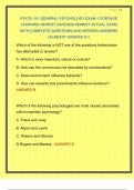 PSYCH 101 GENERAL PSYCHOLOGY EXAM 1 PORTAGE LEARNING NEWEST 2025&sol;2026 NEWEST ACTUAL EXAM WITH COMPLETE QUESTIONS AND VERIFIED ANSWERS &vert;ALREADY GRADED A&plus;&vert;