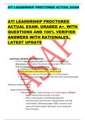 ATI LEADERSHIP PROCTORED ACTUAL EXAM    ATI LEADERSHIP PROCTORED  ACTUAL EXAM&period; GRADED A&plus;&period; WITH  QUESTIONS AND 100&percnt; VERIFIED  ANSWERS WITH RATIONALES&period;  LATEST UPDATE