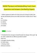 NASM Physique and Bodybuilding Coach Exam   Questions and Answers  &lpar;Verified Answers&rpar; &vert;&vert; 100&percnt; VERIFIED &sol;&sol; A&plus; GRADED 2025&sol;2026