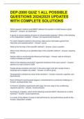 DEP-2000 QUIZ 1 ALL POSSIBLE QUESTIONS 2024&vert;2025 UPDATES WITH COMPLETE SOLUTIONS 