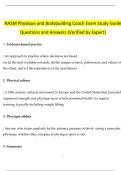 NASM Physique and Bodybuilding Coach Exam Study Guide   Questions and Answers   &lpar;Verified Answers&rpar; &vert;&vert; 100&percnt; VERIFIED &sol;&sol; A&plus; GRADED 2025&sol;2026