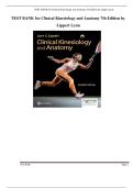 Test Bank for Clinical Kinesiology and Anatomy 7th Edition by Lippert Lynn &vert; Complete Q&A &vert;All Chapters