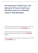 Fire Instructor 2 Final Exam &sol; Fire Instructor II Exam Actual Exam Questions And Correct Detailed Answers With Rationales