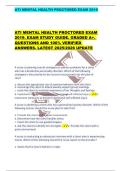 ATI MENTAL HEALTH PROCTORED EXAM 2019          ATI MENTAL HEALTH PROCTORED EXAM  2019&period; EXAM STUDY GUIDE&period; GRADED A&plus;&period;  QUESTIONS AND 100&percnt; VERIFIED  ANSWERS&period; LATEST 2025&sol;2026 UPDATE 