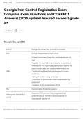 Georgia Pest Control Registration Exam&vert; Complete Exam Questions and CORRECT Answers&vert; &lpar;2025 update&rpar; Assured success&vert; grade A&plus;