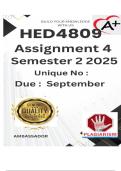HED4809 Assignment 4 &lpar;COMPLETE ANSWERS&rpar; Semester 2 2025 - DUE September 2025
