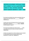 CERTIFIED OCCUPANCY SPECIALIST EXAM WITH CORRECT ACTUAL QUESTIONS AND CORRECTLY WELL DEFINED ANSWERS LATEST ALREADY GRADED A&plus; 2025 &ndash; 2026