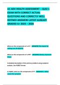 UC ADV HEALTH ASSESSMENT &ndash; QUIZ 1 EXAM WITH CORRECT ACTUAL QUESTIONS AND CORRECTLY WELL DEFINED ANSWERS LATEST ALREADY GRADED A&plus; 2025 &ndash; 2026
