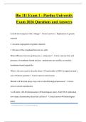 Bio 111 Exam 1 - Purdue University Exam 2026 Questions and Answers