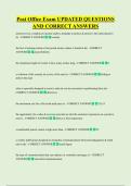 Post Office Exam UPDATED QUESTIONS  AND CORRECT ANSWERS