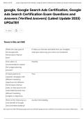 google&comma; Google Search Ads Certification&comma; Google Ads Search Certification Exam Questions and Answers &lpar;Verified Answers&rpar; &lpar;Latest Update 2025&rpar; UPDATE&excl;&excl;