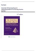 Test Bank for Essentials of Nursing Research Appraising Evidence for Nursing Practice&comma; &lbrace;11th Edition 2025&rcub; by Polit&vert;&vert; Newest Edition
