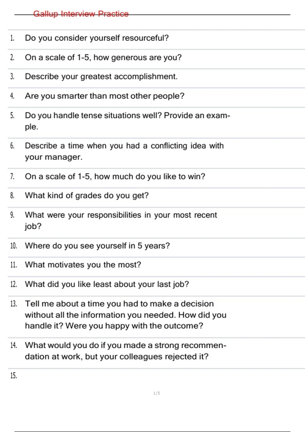 Interview Practice Model Gallup Interview Practice 2025–2026 Complete Questions and Model ...