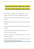 Wisconsin Pesticide Applicator Practice Test Exam 2026 Questions and Answers