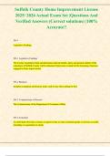 Suffolk County Home Improvement License  2025&sol; 2026 Actual Exam Set &vert;Questions And  Verified Answers &lpar;Correct solutions&rpar; &vert;100&percnt;  Accurate&excl;&excl;