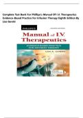 COMPLETE TEST BANK FOR Phillips's Manual Of I&period;V&period; Therapeutics Evidence-Based Practice For Infusion Therapy Eighth Edition By Lisa Gorski Latest Update&period; Questions With 100&percnt; Correct Answers&period;