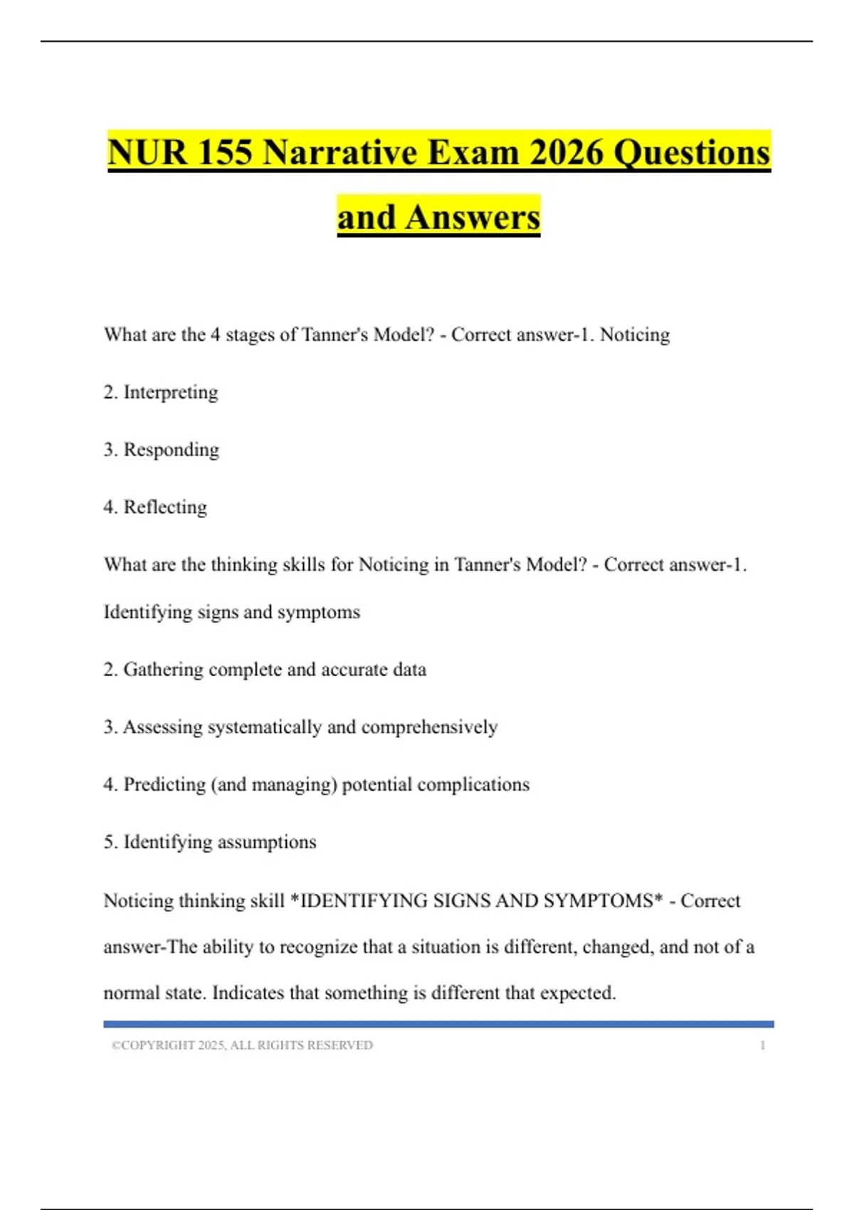 NUR 155 Narrative Exam 2026 Questions and Answers - Hondros Nur 155 ...