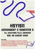HSY1511 Assignment 2 Semester 2 Memo &vert; Due 29 August 2025
