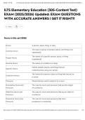 ILTS Elementary Education &lpar;305-Content Test&rpar; EXAM &lpar;2025&sol;2026&rpar; Updated&colon; EXAM QUESTIONS WITH ACCURATE ANSWERS &vert; GET IT RIGHT&excl;&excl;
